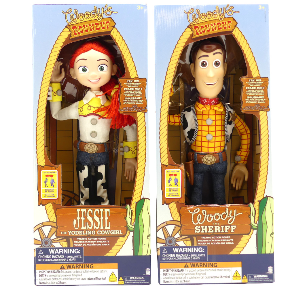 Lot of 2 Disney Pixar Toy Story Woody & Jessie Pull String Talking Figure